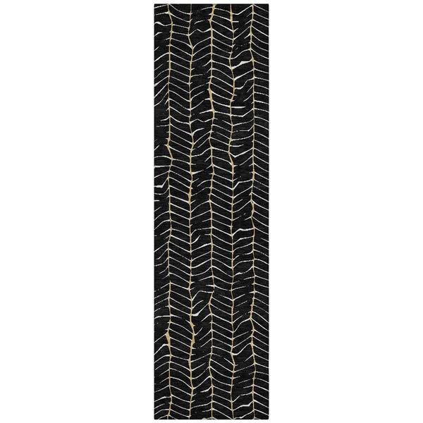 Chantille Machine Washable Indoor/Outdoor Abstract ACN3038 Black 2 ft. x 7 ft. Runner Rug