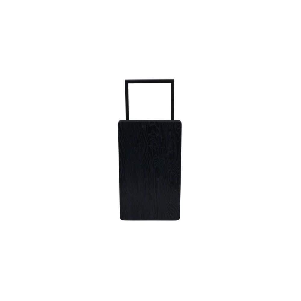 Black Oak and Metal C-Shaped Rectangular Side Table