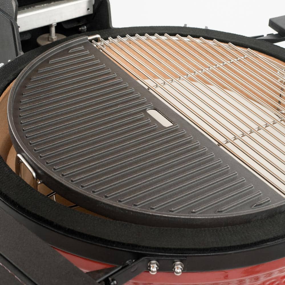 Black Cast Iron Half-Moon Reversible Griddle for 24-inch Grill