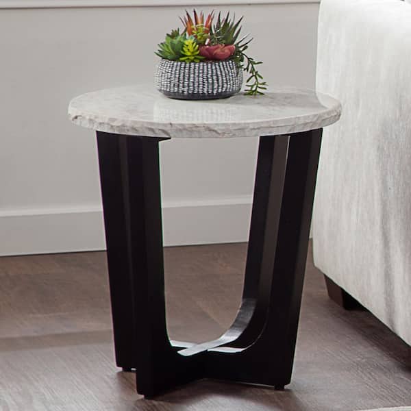 Chrissy 22 in. White Round Marble Top End Table