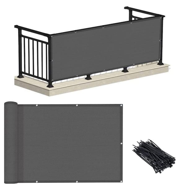 3 ft. x 10 ft. Outdoor Balck Composite Balcony Privacy Screen Fence Cover for Deck, Patio, Backyard, Pool, Porch