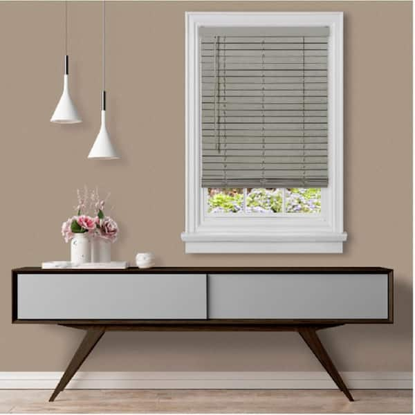 ACHIM GII Madera Falsa Grey Cordless Room Darkening Faux Wood Blind with 2 in. Slats 30 in. W x 64 in. L