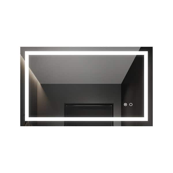 AOPSPS 40 in. W x 24 in. H Large Rectangular Aluminium Framed Dimmer Function Wall Bathroom Vanity Mirror in White