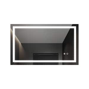40 in. W x 24 in. H Large Rectangular Aluminium Framed Dimmer Function Wall Bathroom Vanity Mirror in White