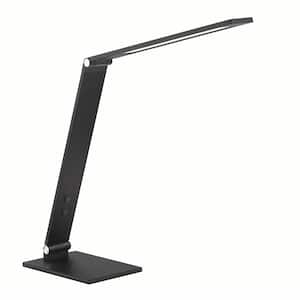 Kovacs 13.56 in. Anodized Brushed Black Modern CCT LED Table Lamp for Home Office or Living Room with Black Metal Shade