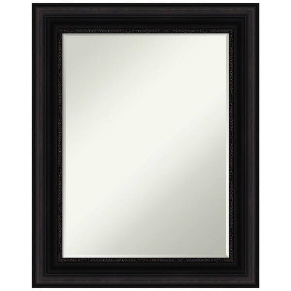 Amanti Art Parlor Black 23.5 in. x 29.5 in. Petite Bevel Classic Rectangle Framed Bathroom Wall Mirror in Black
