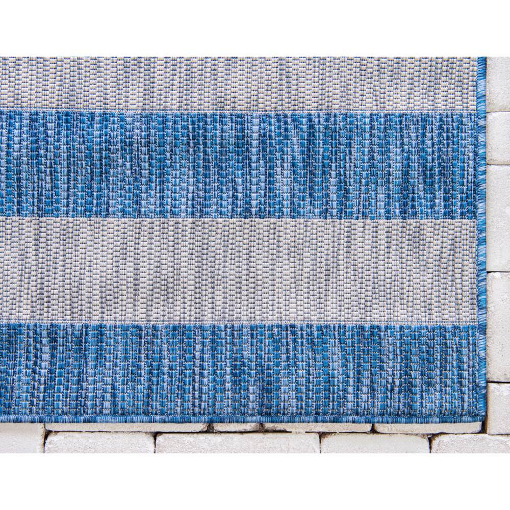 Blue and White Striped Outdoor Synthetic Rug, 9' x 12'