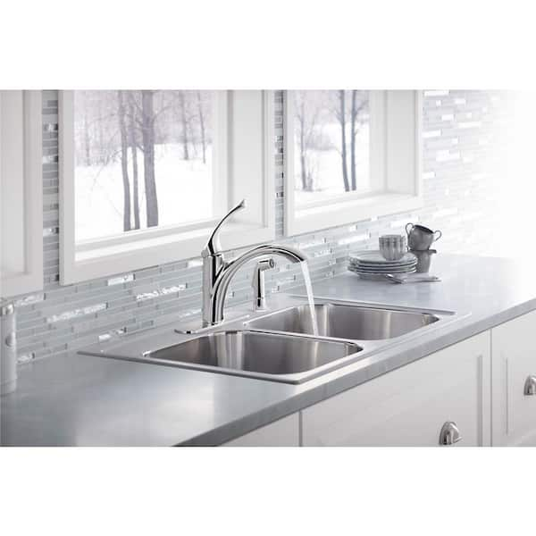 Mistos Single-Handle Standard Kitchen Faucet with Side Sprayer in Polished Chrome