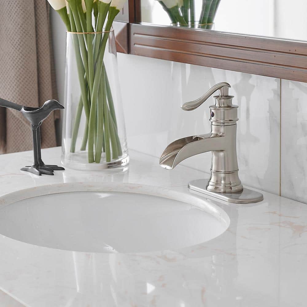 Brushed Nickel Single-Handle Waterfall Bathroom Faucet