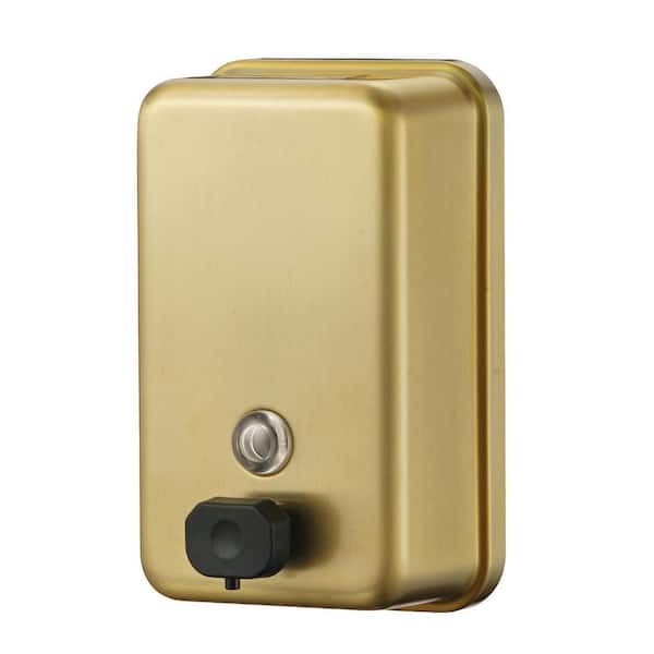 37 oz. Stainless Steel Vertical Wall-Mounted Commercial Gold Soap Dispenser with Corrosion-Proof Lining for Bathroom