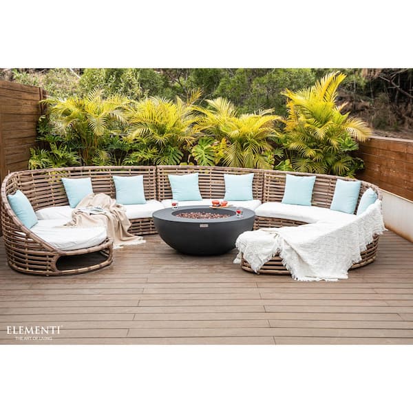 Elementi Lunar Bowl 42 in. Diameter Dark Grey Concrete Liquid Propane Fire Table
