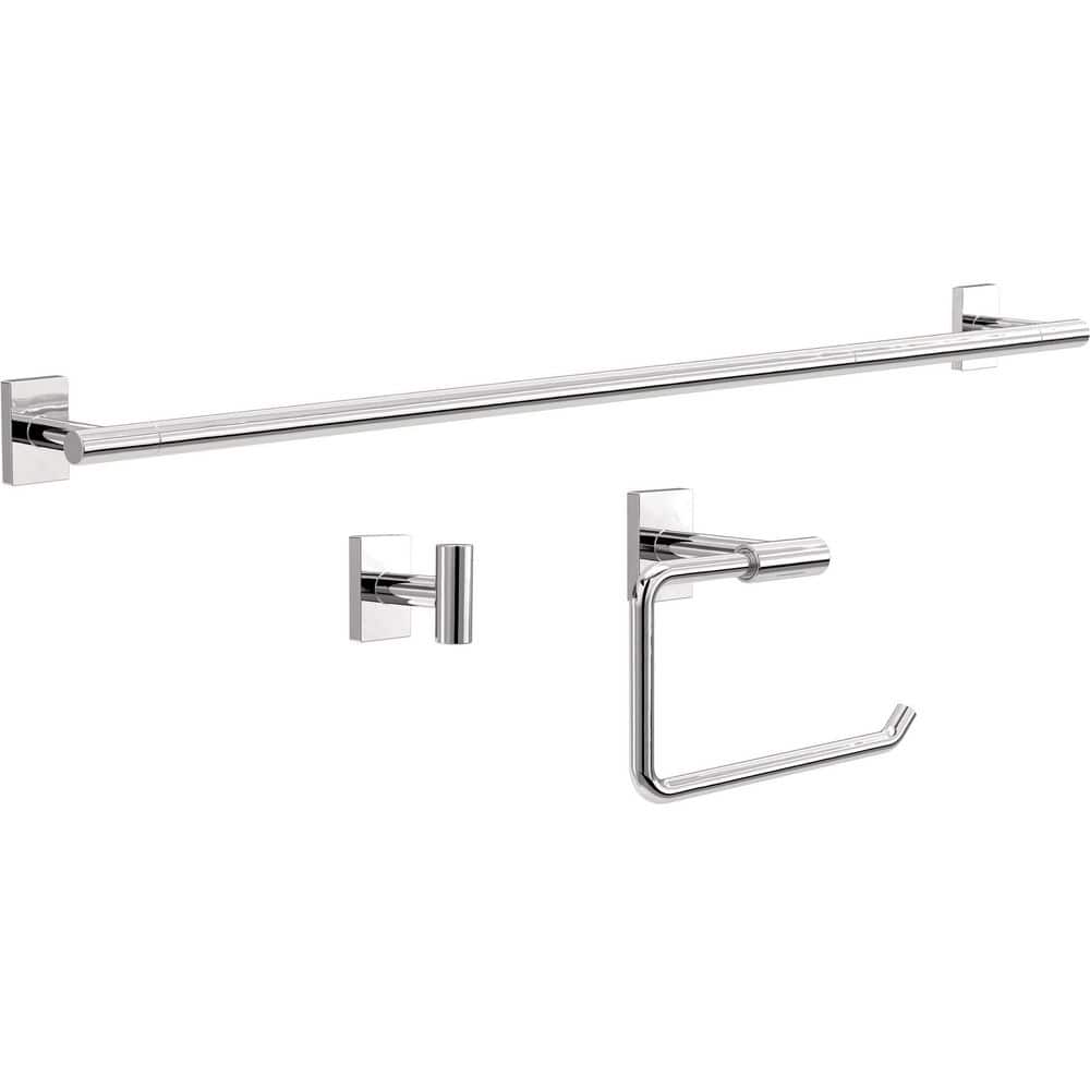 Hartwell 3-Pc Bath Hardware Set 18 to 24 in. Towel Bar, Toilet Paper Holder/Towel Ring, Hook in Polished Chrome price history on PriceWatchPro