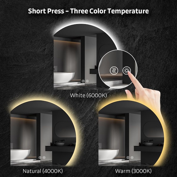 40 in. W x 40 in. H Novelty/Specialty Frameless Wall Bathroom Vanity Mirror Half Moon LED Mirror