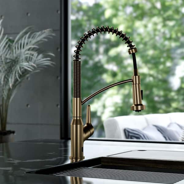 Scottsdale Single Hole Single Handle Pull-Down Sprayer Sensor Kitchen Faucet In Brushed Copper