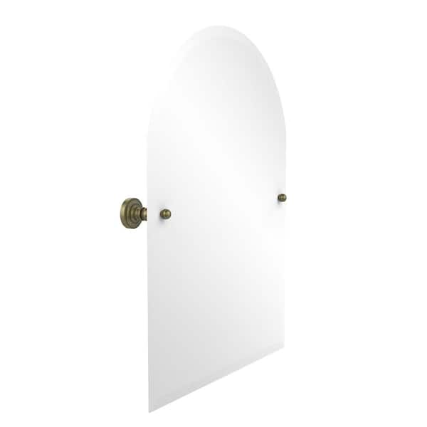 Allied Brass Dottingham Collection 21 in. x 29 in. Frameless Arched Top Single Tilt Mirror with Beveled Edge in Antique Brass