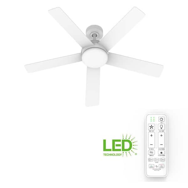 Carley 52 in. Integrated LED Indoor White Smart Ceiling Fan with Remote Control and CCT Powered by Hubspace