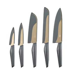 Chef Robert Irvine's 10-Piece Champagne Gold with Grey Handle Stainless Steel Kitchen Cutlery Knife Set