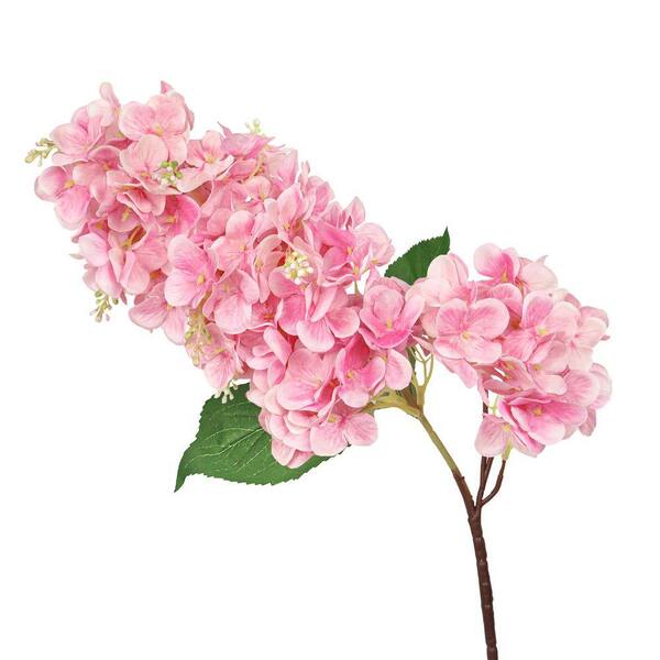 LIVING LUXURY 34 in. Deluxe Pink Artificial Cone Hydrangea Flower