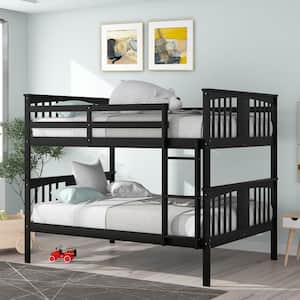 Espresso Full Wooden Bunk Bed with Ladder