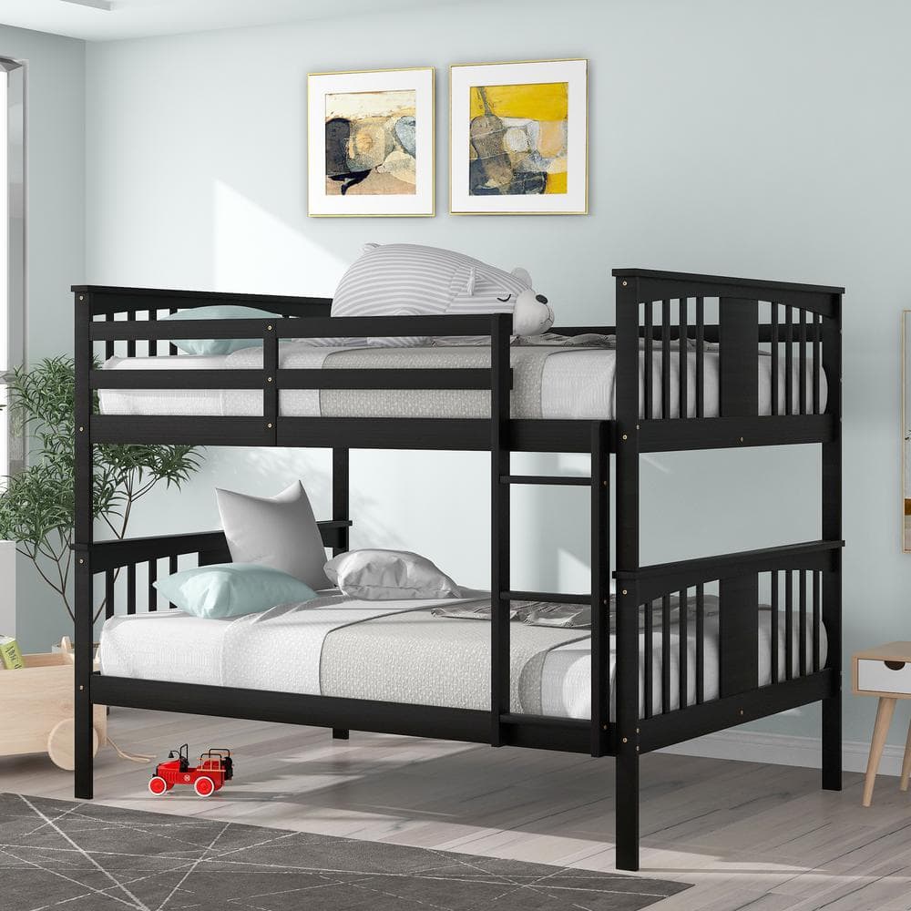 Qualler Espresso Full-over-Full Bunk Bed with Ladder BLE000203P - The ...