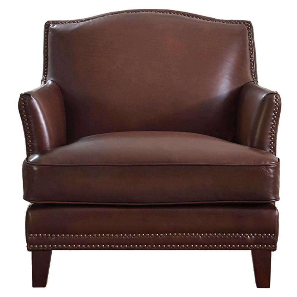 Hydeline Oxford Caramel Brown Top Grain Leather Arm Chair with