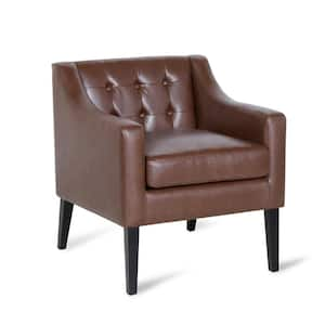 Annisa Dark Brown and Espresso Faux Leather Tufted Accent Chair