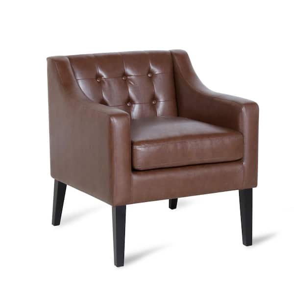 Noble House Annisa Dark Brown and Espresso Faux Leather Tufted Accent Chair