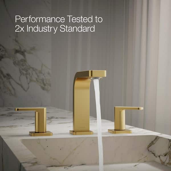 KOHLER Parallel Double Handle 1.2 Gpm Widespread Bathroom Sink Faucet in Vibrant Brushed Moderne Brass