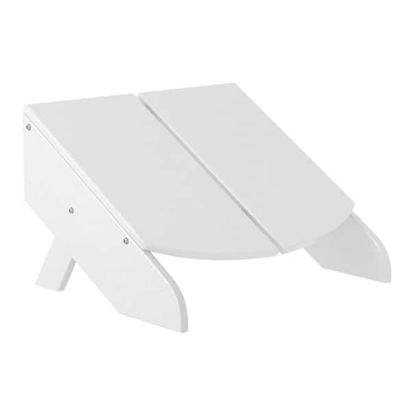 WESTIN OUTDOOR Coastin White Poly Plastic Outdoor Patio Weather Resistant Modern Foldable Adirondack Chair Ottoman