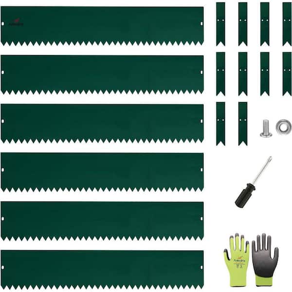 6 Pack 40 in. L x 8 in. H Green Steel Garden Landscape Edging for ...