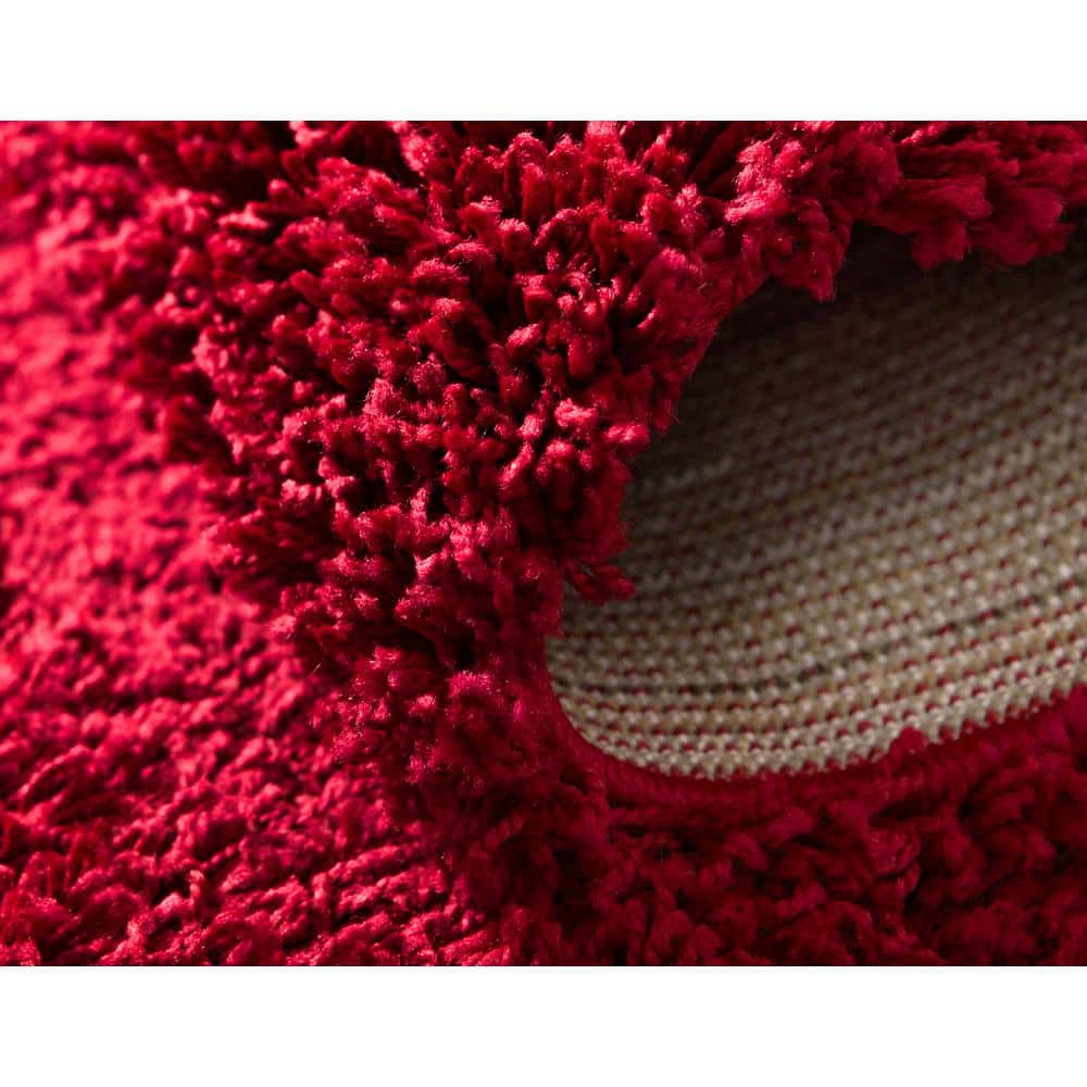 Cherry Red Luxurious Shag Rug 7'x10' - Reversible and Washable