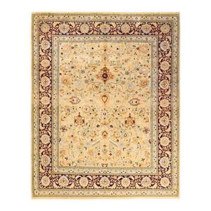 Mogul One of a Kind Floral Ivory 8 ft. 0 in. x 10 ft. 1 in. Area Rug