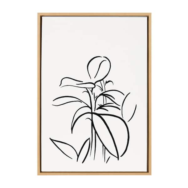 Kate and Laurel Sylvie Botanical Sketch Print No 1 1-Piece Natural Framed Canvas Art Print, 33.00 in. x 23.00 in.