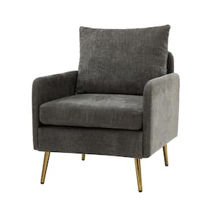 Magnesia Grey Armchair with Adjustable Metal Legs and Removable Cushion