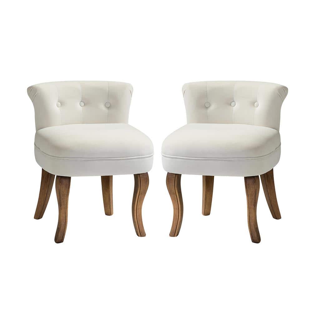 JAYDEN CREATION Nila Ivory Vanity Velvet Upholstered Stool