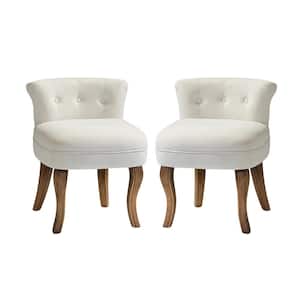 Nila Ivory Vanity Velvet Upholstered Stool Chairs with Solid Wooden Legs (Set of 2)