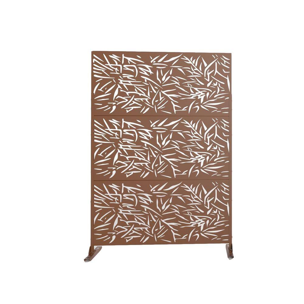 Patio Brown Laser Cut Galvanized Steel Privacy Screen D0102HPKMKU The