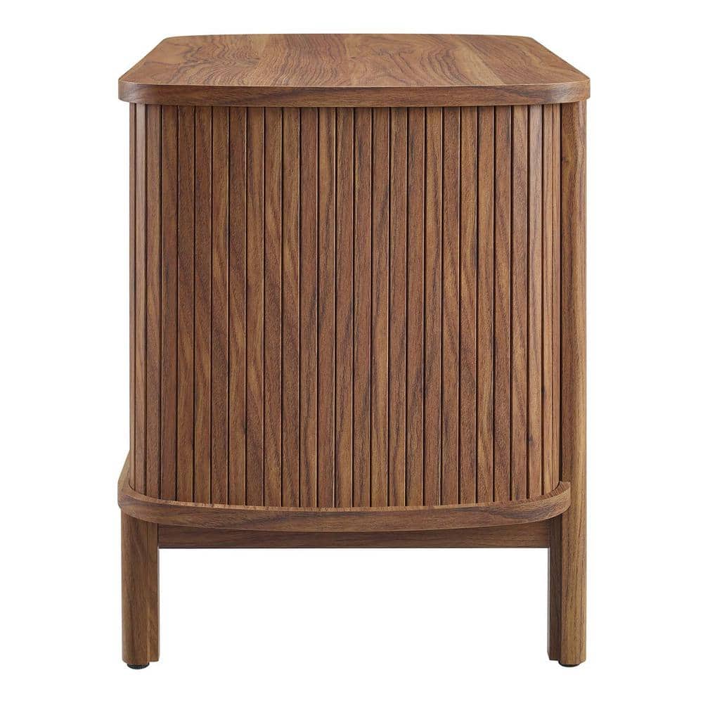 Cadence Walnut Fluted Open Shelf Nightstand