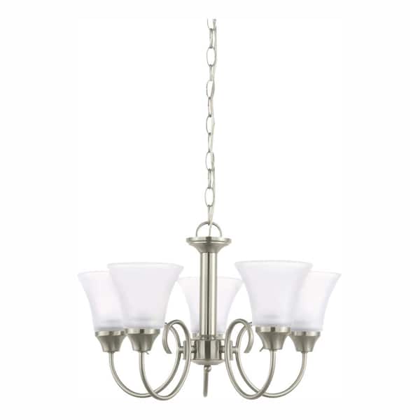Generation Lighting Holman 5-Light Brushed Nickel Traditional Classic Hanging Chandelier with LED Bulbs