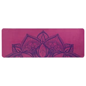 Suede Hot Yoga Mat with Strap, Pink