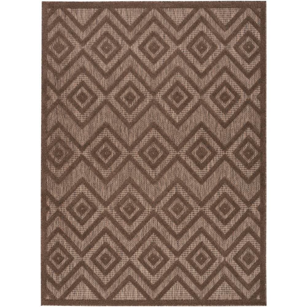 Nourison Brown Diamond Pattern Indoor/Outdoor 5' x 7' Area Rug