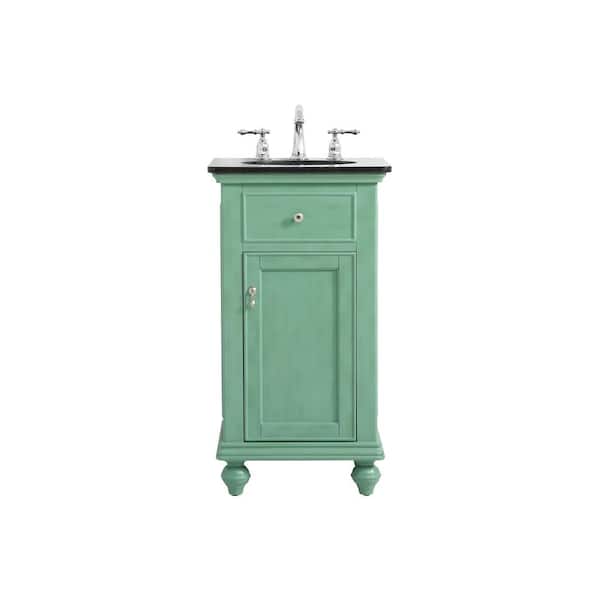 Unbranded Timeless Home 19 in. W Single Bath Vanity in Vintage Mint with Granite Vanity Top in Black with White Basin