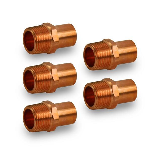 The Plumber S Choice 1 2 In Ftg X 3 4 In Mip Copper Reducing Male Adapter Fitting 5 Pack 1234fcma 5 The Home Depot