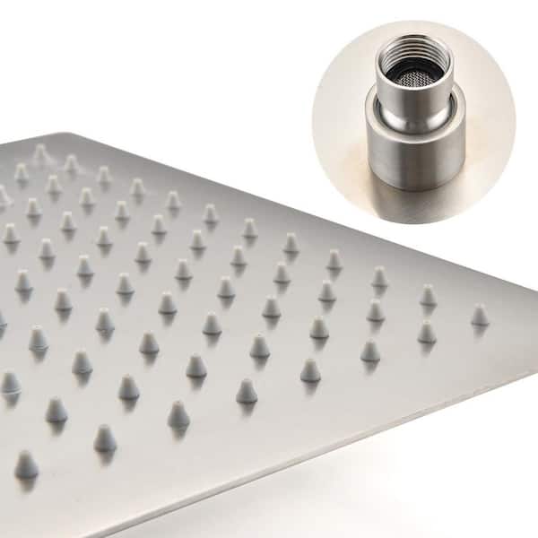 1-Spray Patterns with 2.5 GPM 10 in. Ceiling Mount Rain Fixed Shower Head in Brushed Nickel Stainless Steel