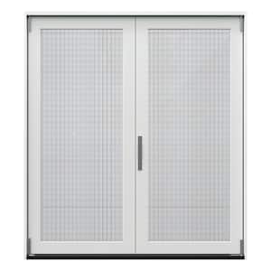 F-4500 72 in. x 80 in. White Right-Hand Folding Primed Fiberglass 2-Panel Patio Door Kit With Screen