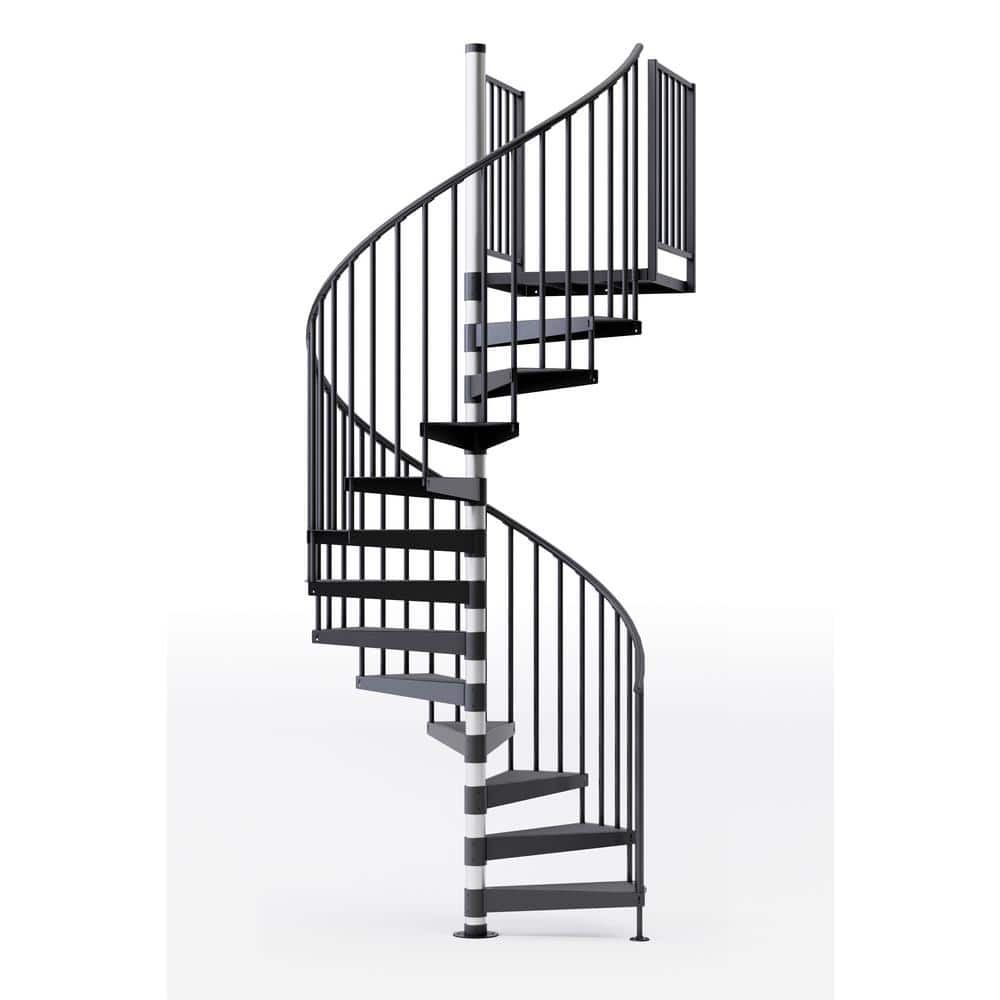 SPIRAL STAIRCASE / スパイラル・ステアケース DOLLE Calgary 47-in x 9.2-ft 1 Platform Rails Anthracite
