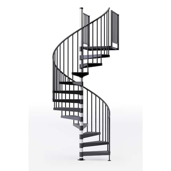 Mylen STAIRS Reroute Prime Interior 60in Diameter, Fits Height 102in - 114in, 2 42in Tall Platform Rails Spiral Staircase Kit