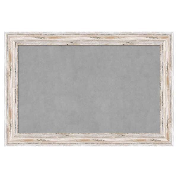 Amanti Art Alexandria White Wash 37 in. x 25 in. Framed Magnetic Board