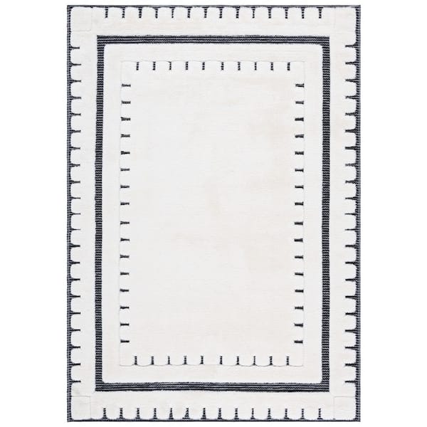 SAFAVIEH Celebrity 4 ft. x 6 ft. Ivory/Black Dashed Border Area Rug
