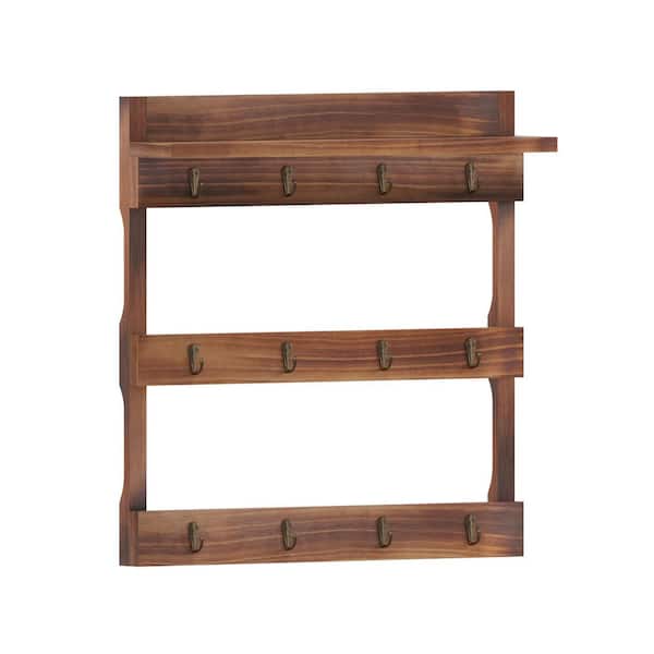 12-Hook Rustic Brown Mug Hook Rack